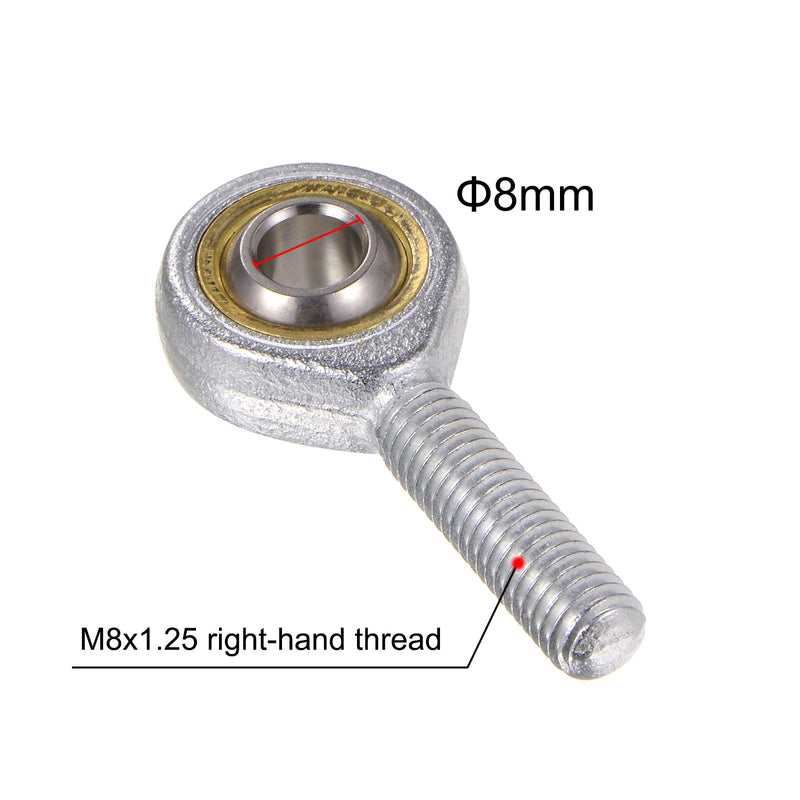 [Australia - AusPower] - uxcell 4pcs SA8TK POSA8 M8 Male Rod End Bearing M8x1.25 Right Hand Thread, Self-Lubricating Joint Rod Ends, includes Jam Nut 