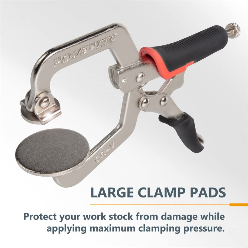 [Australia - AusPower] - POWERTEC 71641 2-Inch, Face Clamps, C-Clamp with Ergonomic Grip and Adjustable Swivel Pads for Woodworking, Pocket Hole Joinery - 2PK, Black Face clamp, 2PK 