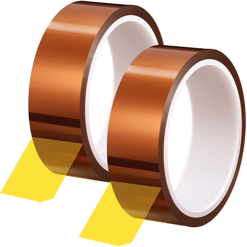 Outus 2 Pcs Rolls of Heat Tape High Temperature Polyimide Tape 500 Fahrenheit Degree Heat Resistant Adhesive Film for Soldering Electrical Works 3D Printing (1.18''X 108ft) 1.18''X 108ft