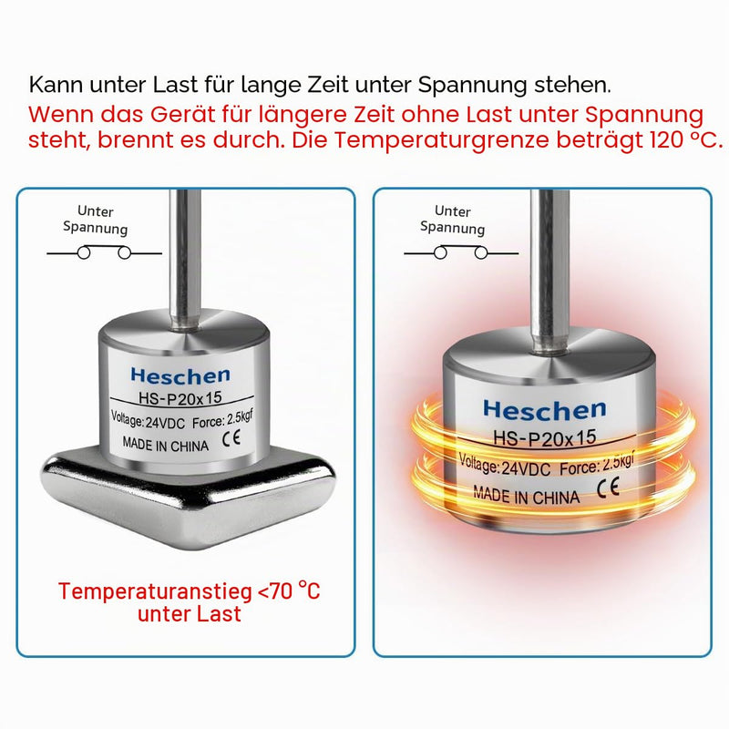 Heschen 20mm Silver Industrial Magnet Cylindrical DC 24V 2.5kg