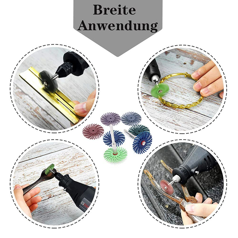 Mesee 18-Piece 25 mm Mixed Grit Detail Sanding Brush Set, Grinding Brush Gap Polishing Disc Assortment Kit, Radial Bristle Disc Set for Rotating Tools Deburring Polishing, 80/120/220/400/600/1000