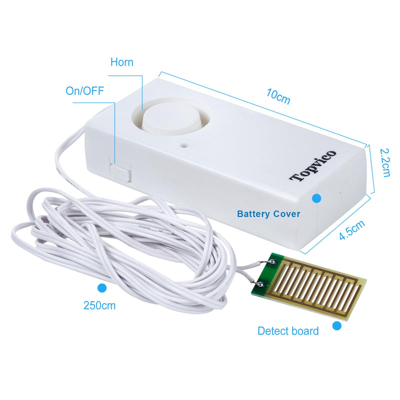 Topvico Water Leak Detectors for Home, Basements, Sump Pump, Under Sink, Moisture Alarm Sensor, 120dB Battery Operated Flood Alert, 3 Pack (95 Inch Cable) 3 Sensor (95 Inch Cable)