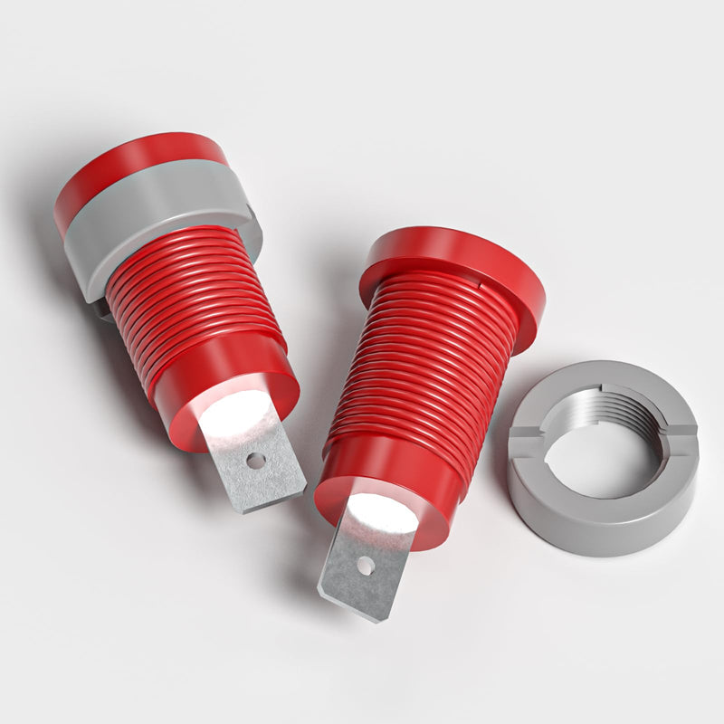 Banana Sockets Panel Mount Sockets Red & Black Pack of 10 | 4mm PA Thread Nickel Plated Copper Plug (9mm/4mm Bore) 32A 600V Twist Lock 10 Stück