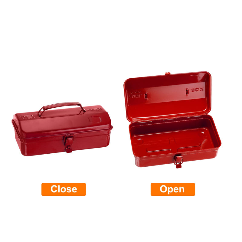 HARFINGTON Tool Box 11.4" Portable Steel Tool Box Hip Roof Style with Metal Latch Closure Tool Chest for Household Workshop Car, Red 11.4 inch
