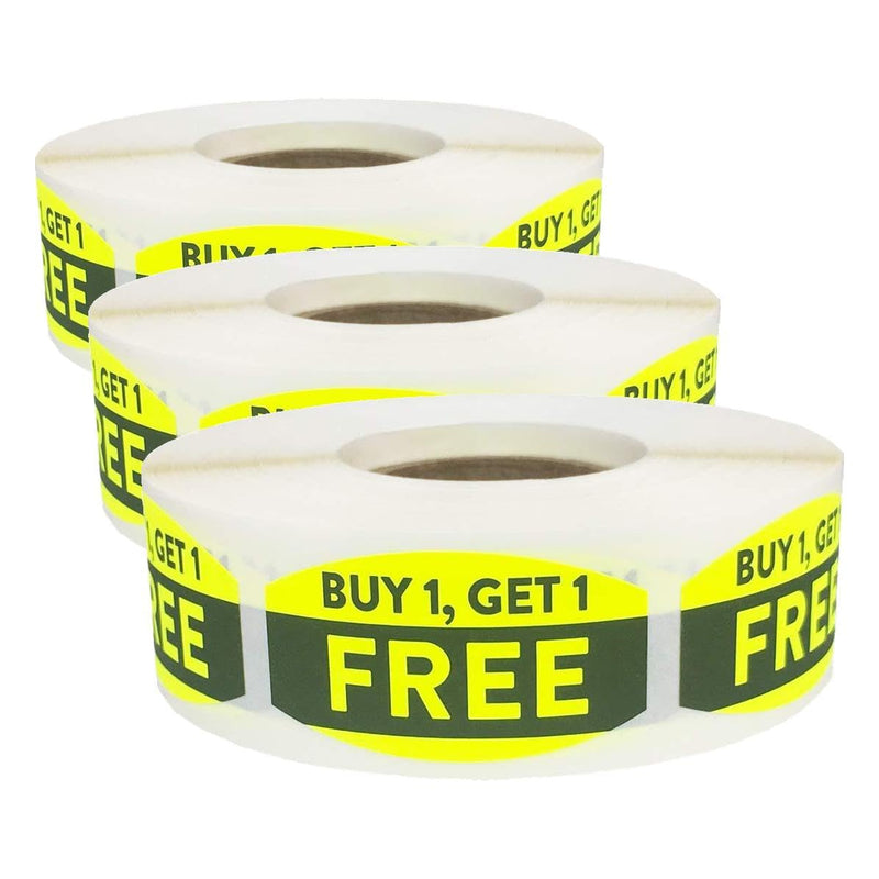 Buy 1 Get 1" BOGO Grocery Store Food Labels .75 x 1.375 Inch 500 Total Adhesive Stickers (Pack of 3) 0.75 x 1.375" Oval (Pack of 3)