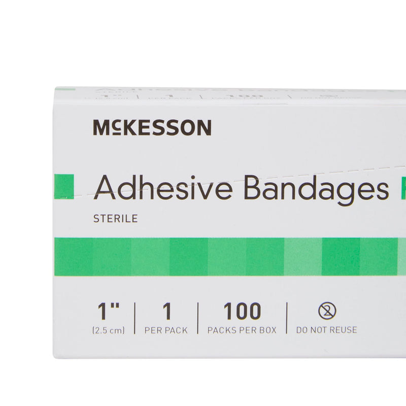 [Australia - AusPower] - McKesson Adhesive Bandages, Sterile, Fabric Spot, 1 in, 100 Count, 1 Pack 100 Count (Pack of 1) 