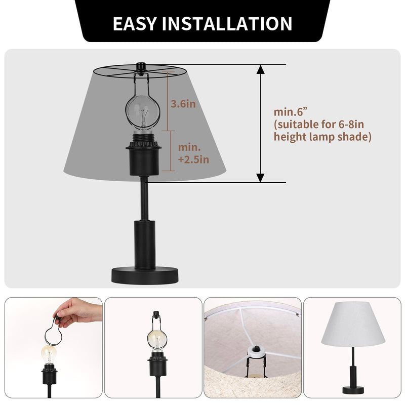 [Australia - AusPower] - 2 Pack Round Lamp Shade Light Bulb Clip Adapter, ALUCSET Lampshade Holder Clip on with Lamp Shade Attaching Finial Top Bracket Holder Support Fitter Parts Converter (Set of 2, Black) 