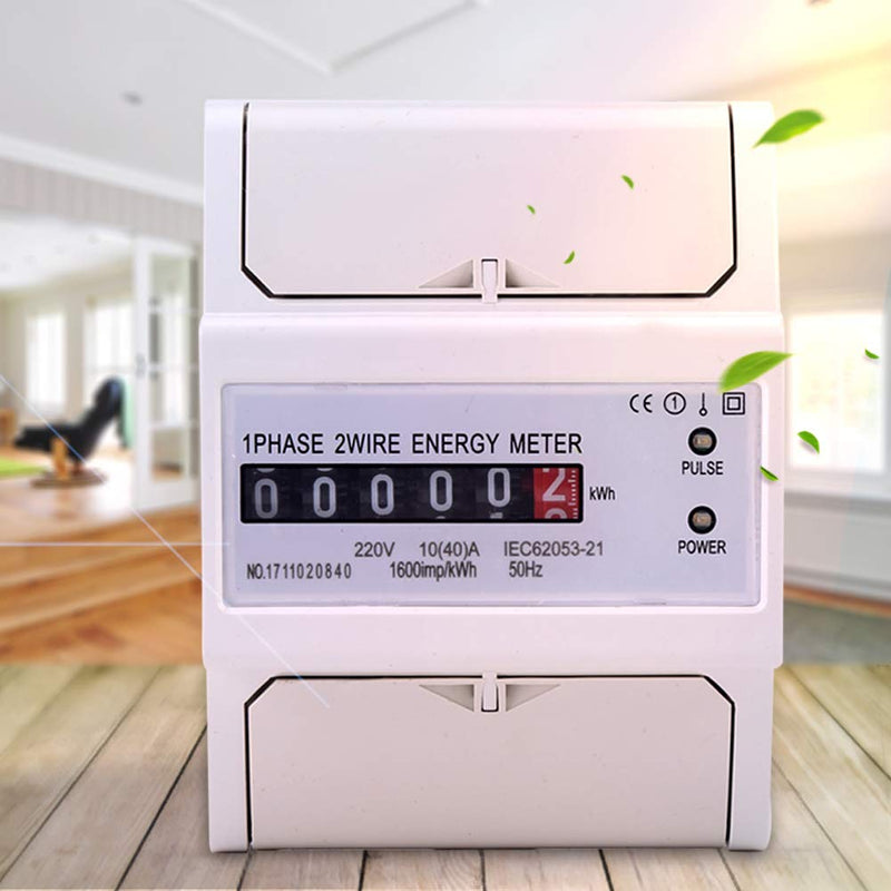 [Australia - AusPower] - Single Phase Energy Meter 2 Wire DIN Rail KWh Meter 220V 10(40) A 