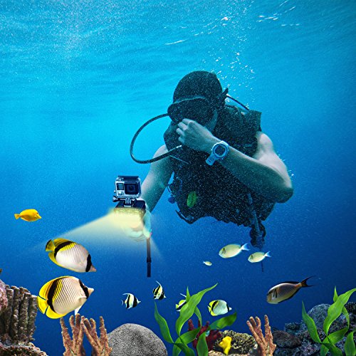 Suptig Waterproof High Power Dimmable Dual Battery Fill Night Diving Underwater Light for Gopro Hero 13, 12, 11/10/9/8/7/6/5/4/3+/3, Akaso, DJI Osmo, Insta 360