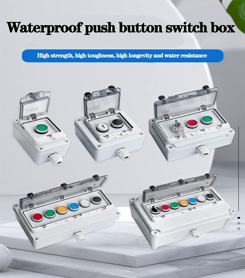 [Australia - AusPower] - Emergency Stop Button with Box e-Stop Box Emergency Stop Switch with Estop Button with Plastic Box e-Stop Button Box Emergency Stop Push Button Switch Push Button Station Box Red instantaneous switch box 