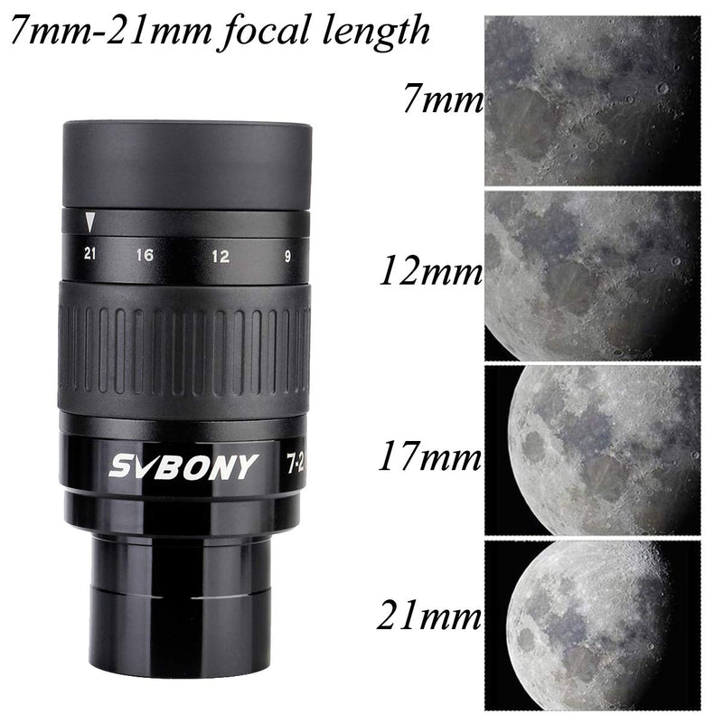 [Australia - AusPower] - SVBONY SV135 Zoom Eyepiece, Zoom 7 to 21mm 1.25 Inch Telescope Eyepiece, 6 Element 4 Group Telescope Accessories for Astronomic Telescopes Visual 7-21mm 