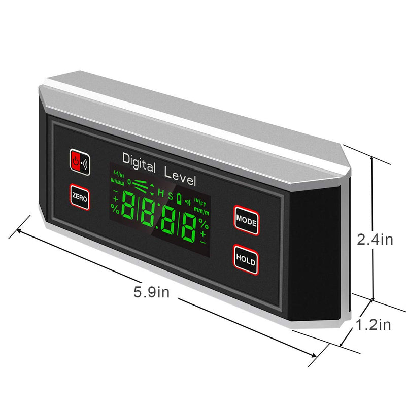 Angle Gauge eOUTIL Digital Protractor Inclinometer Angle Finder with V-Groove Magnetic Base, Precision Bevel for Automobile Woodworking Building Drilling Machinery Masonry DL1903