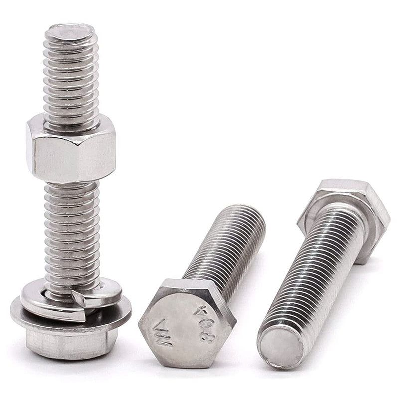 [Australia - AusPower] - 4 Sets Glvaner 1/2-13 x 5-1/2" Stainless Steel Hex Head Screws Bolts, Nuts, Flat & Lock Washers, 18-8 (304) Stainless Steel, Full Thread, Coarse Thread 1/2-13 x 5-1/2" 4 