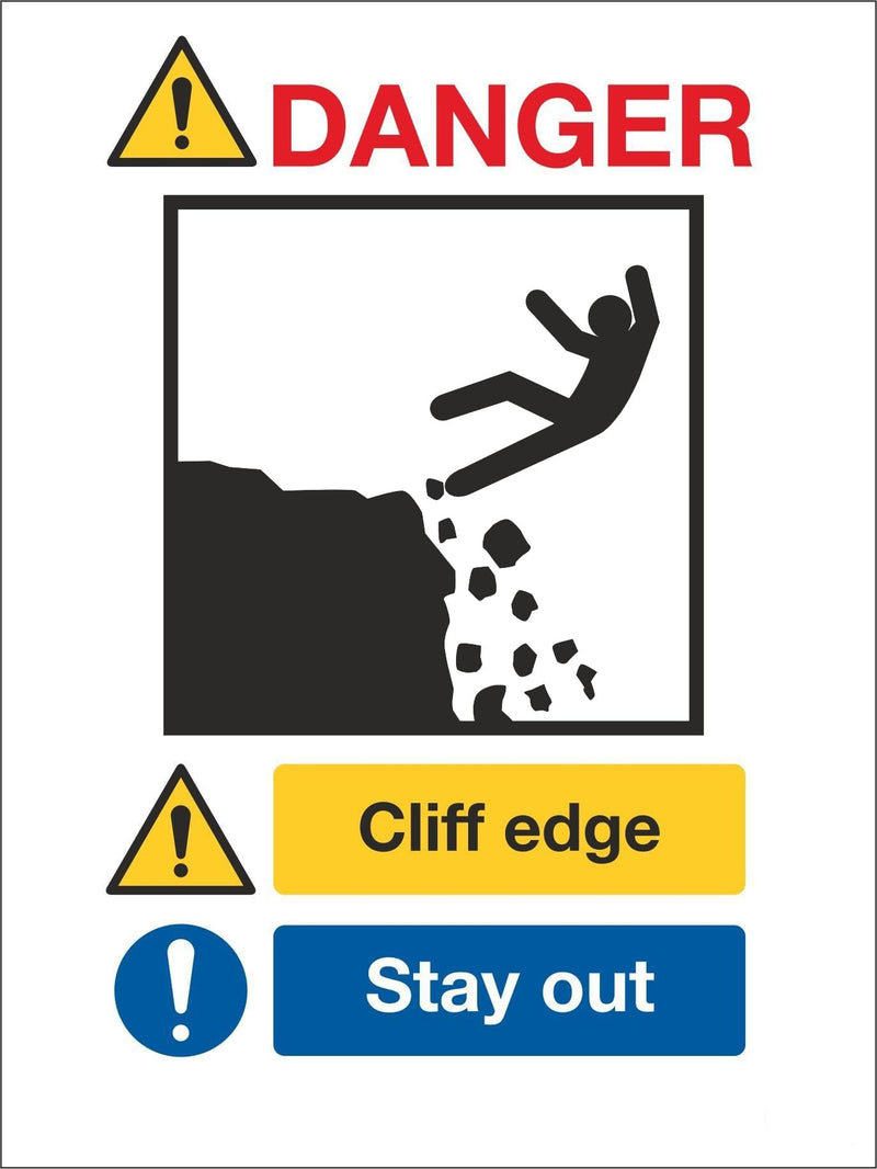 Danger Cliff Edgee - Stay Out Metal Tin Signe - 8x12 Inch - Safety, Warning, Notice, Quarry 8"x12"/20cm x 30cm