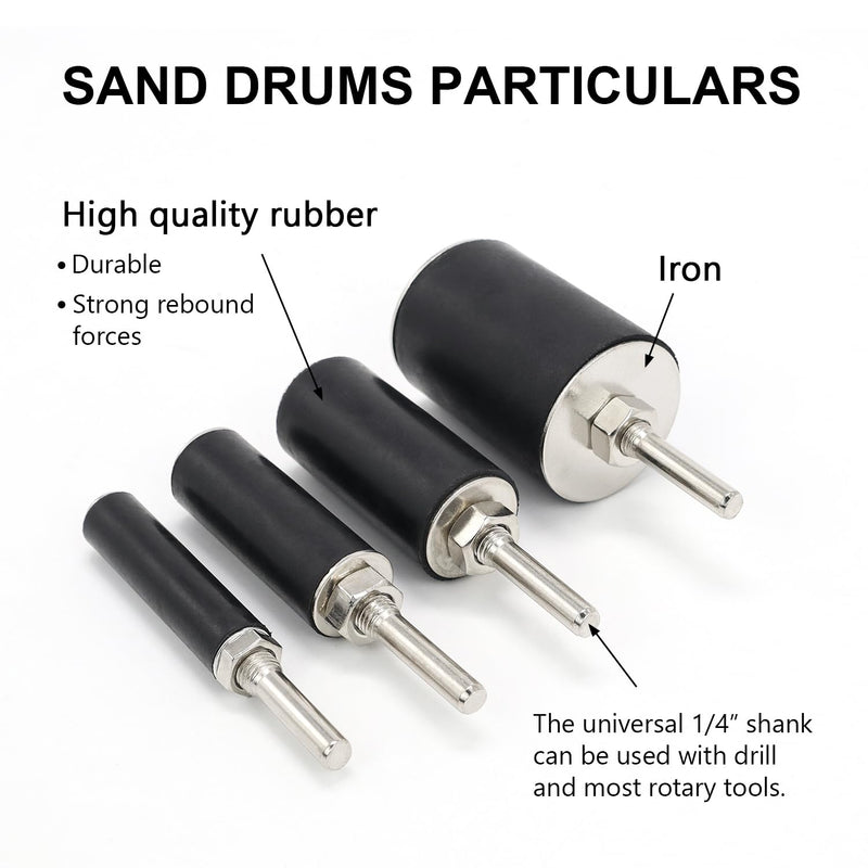 [Australia - AusPower] - 2”Long Sanding Drums and Sleeves Set with 1/4”shank for Drill or Drill Press, Sanding Drum Kit for Sanding Smoothing Shaping Polishing Fiberglass Wood Metals, 60,80,120 Grit-16pack 16PCS 