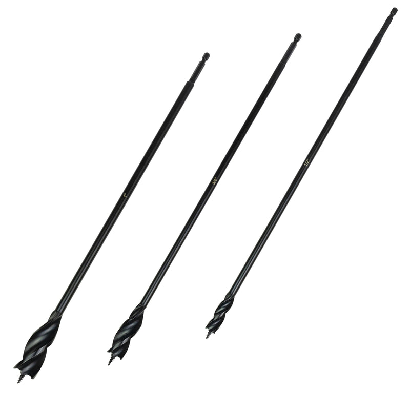 Greycore Tools 3-Piece 16 Inch 3-Flute Auger Bit, Wood Drill Bit for Hard and Soft Wood, 1/4” Quick Change Shank, Woodworking Auger Bits (16” Set 1/2”, 3/4”, 1”) 16" 3PCS Set (1/2", 3/4", 1")