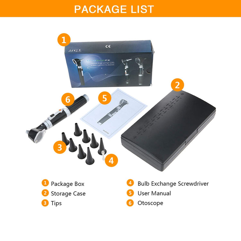 [Australia - AusPower] - Otoscope Kit,Professional Diagnostic Ear Care Tool with 3.0V LED Bulb, 3X Magnification, 4 Speculum Tips Size - for Children, Adults, Pets, etc. 