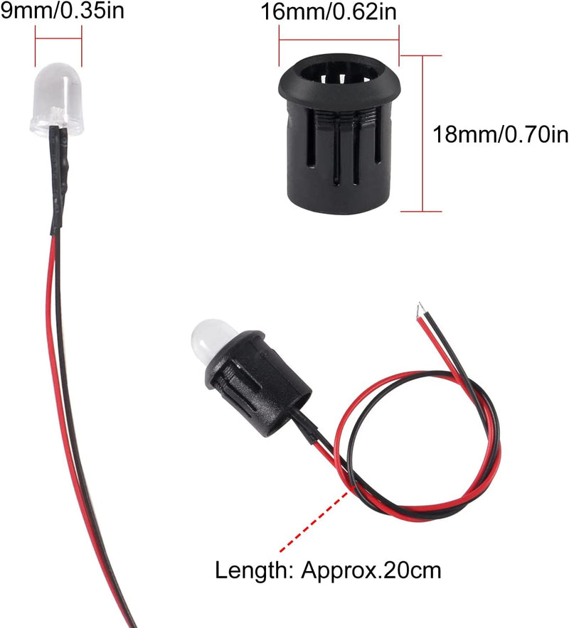 [Australia - AusPower] - 26pcs/Set DC 12V LED Diodes 10mm LED Light Lamp Bulb Prewired Emitting Diodes with Holder, Battery Clip and Switch for DIY Home Decoration (Yellow) Yellow 