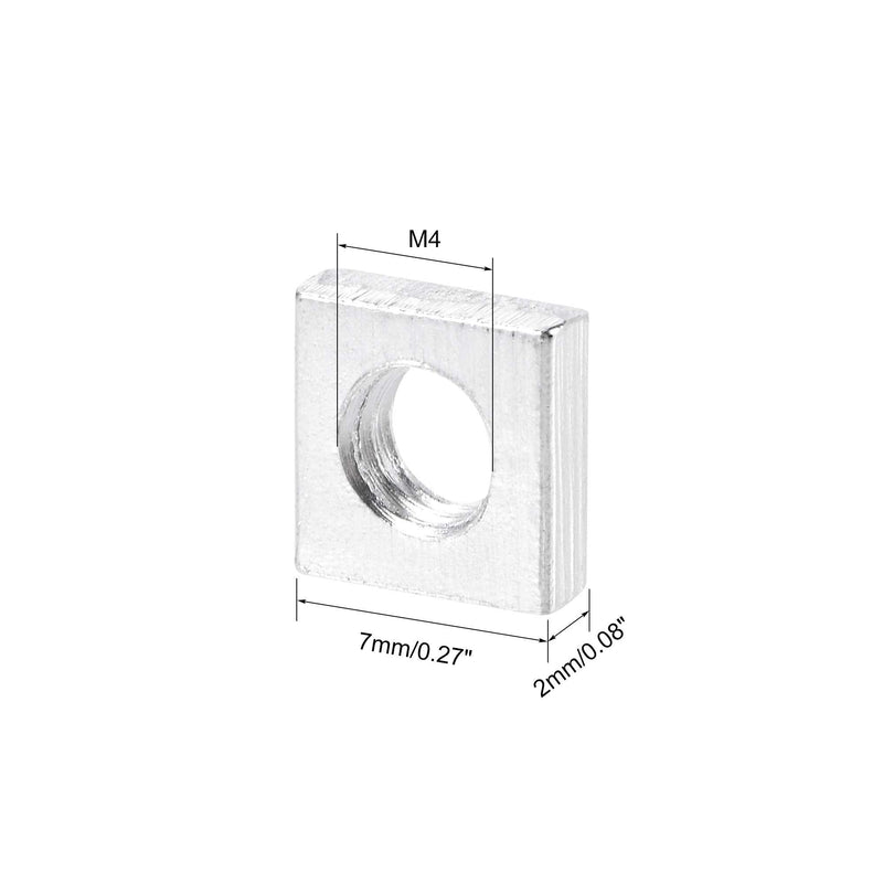 [Australia - AusPower] - uxcell Square Nuts, M4x7mmx2mm Zinc-Plated Metric Coarse Thread Assortment Kit, 25 Pcs 