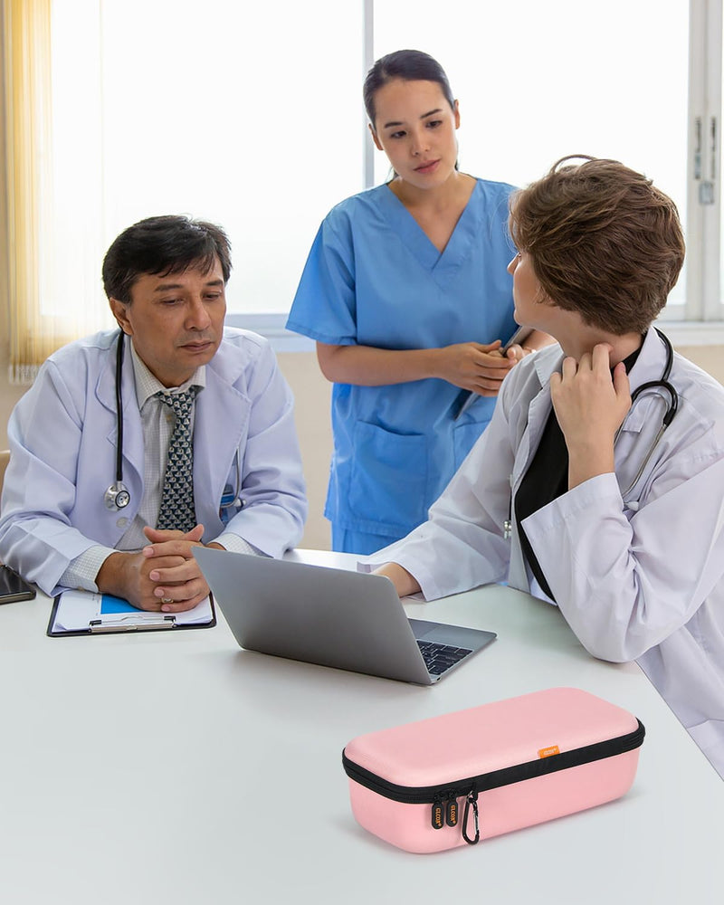 [Australia - AusPower] - Large Carrying Case for Stethoscopes, Medical Accessories, Doctors, Nurses - Black + Light-Pink 