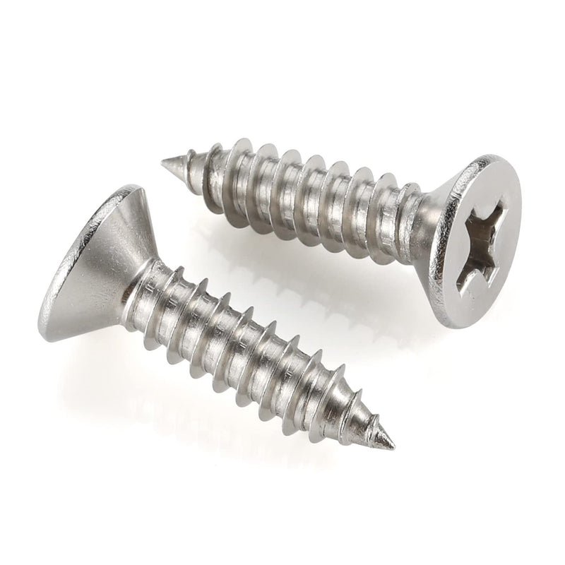 [Australia - AusPower] - #10 x 1 (3/8" to 2" Available) Flat Head Sheet Metal Screws Wood Screws, 304 Stainless Steel 18-8, Self Tapping, 100 PCS #10 x 1" 