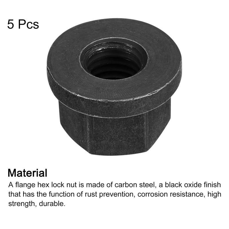 [Australia - AusPower] - uxcell 5/8-11 Flange Hex Nuts, 5pcs Grade 10.9 Carbon Steel Black Oxide Finished Hex Flange Nuts for Machinery 5/8-11UNC 