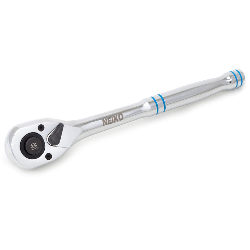 [Australia - AusPower] - Neiko 03117A 1/2 Inch Ratchet Wrench, 100-Tooth Reversible Ratchet, 3.6 Degree, Quick Release 1/2 Drive Ratchet, 10" Long Handle Ratchet, Oval Head Socket Wrench, CR-V Steel Half Inch Rachet Wrench 1/2" Drive 10" Length, 100-Tooth 