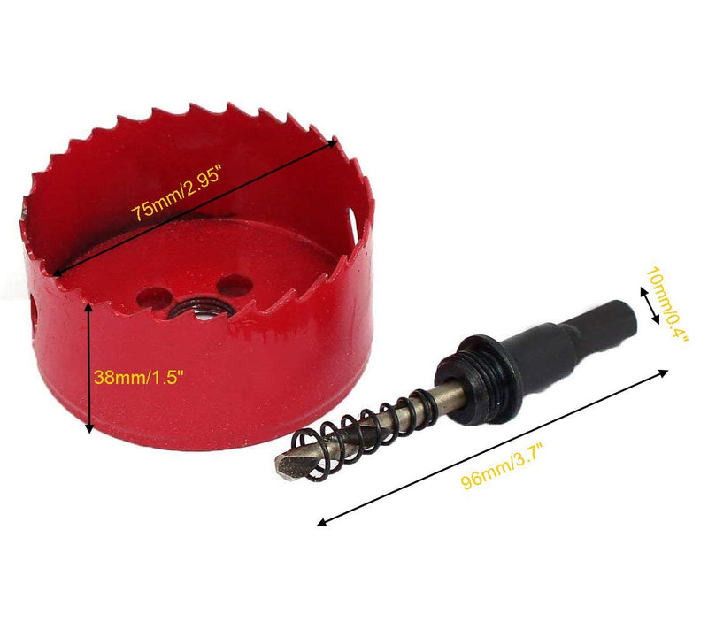 [Australia - AusPower] - Luomorgo 75mm/3 inch Hole Saw, 1 1/4 inch Cutting Depth HSS Bi-Metal Hole Cutter for Wood Cornhole Boards Plastic Drywall & Metal Sheet Red 3" / 75mm 