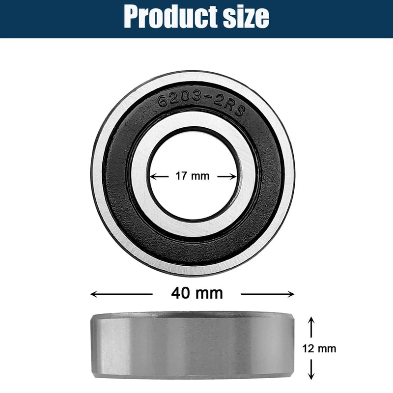 [Australia - AusPower] - 10 Pack 6203-2RS Double Rubber Seal Deep Groove Ball Bearings 17x40x12mm, Pre-Iubricated for High RPM,Stable Performance and Cost Effective Bearings. 6203-RS 