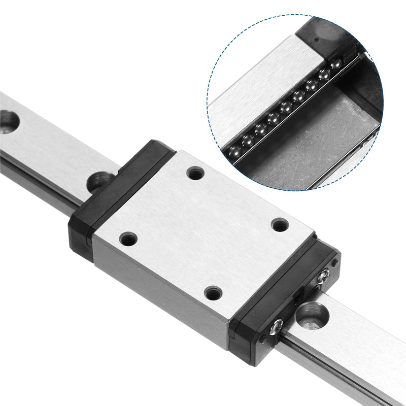 [Australia - AusPower] - uxcell 2pcs MGN7 300mm Linear Guide Rail with 2pcs MGN7H Sliding Carriage Block Bearing Steel and 2pcs Plastic Mini MGN12 Linear Guide for DIY 3D Printers and CNC Machine, Silver 