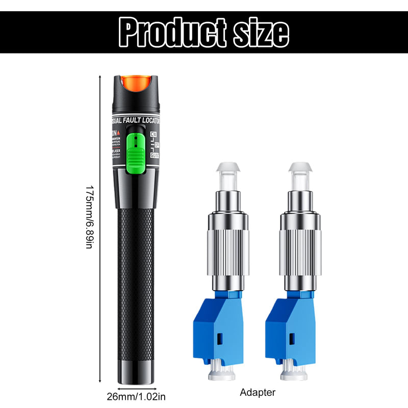 Visual Fault Locator 30 km, Fibre Optic Cable Tester, VFL Test Kit Includes Single Mode 2.5 mm FC Male to LC Female Adapter for Network Cable Tester, LC/FC/SC/ST Interface