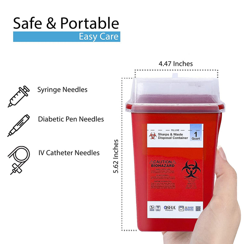 [Australia - AusPower] - Sharps Container, Sharps Containers for Home Use, Needle Disposal Containers, Sharps Disposal Container, Biohazard Containers, Small Sharps Container - 1 Quart 