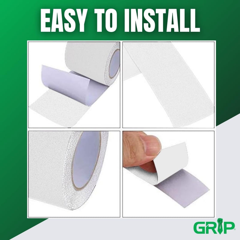 GRIP Anti Slip Tape - 80 Grit High Traction Non-Slip Tape for Stairs, Ramps, Floors, Indoor/Outdoor Use, Easy Cut & Apply, Durable for Heavy Traffic Areas (4" x 34') 4" x 34' White 1