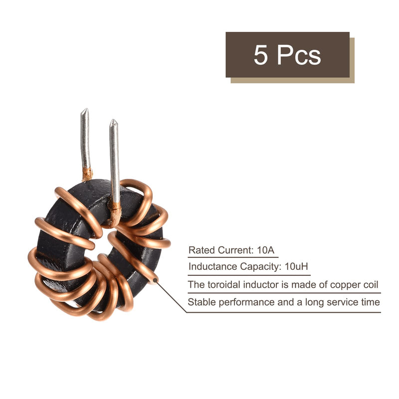 [Australia - AusPower] - MECCANIXITY Toroid Inductance Copper Coil Vertical Inductor 10uH 10A for DIY Circuit Board Pack of 5 