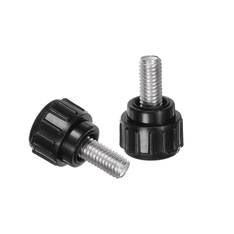 [Australia - AusPower] - uxcell 12pcs Knurled Clamping Knobs M5 x 10mm Metric 304 Stainless Steel Male Thread Thumb Screw on Type 14mm Plastic Round Head Threaded Hand Bolt Stud Knobs Black M5 x 10mm x 14mm 