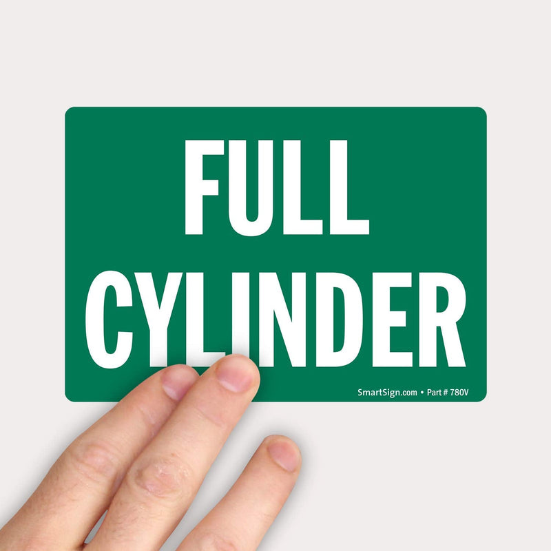 SmartSign-S-2050-EU "Full Cylinder" Label | 3.5" x 5" Laminated Vinyl , White on Green