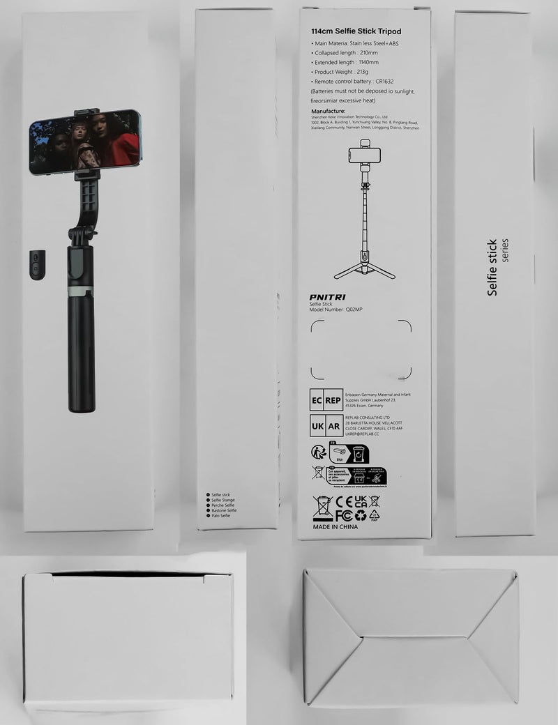 [Australia - AusPower] - Selfie Stick Tripod with Light, 45'' Selfie Stick with Wireless Remote, Portable Phone Tripod Compatible with iPhone 15 Pro Max/15/14 Pro/14/13, Samsung S22/ S23 Ultra/Android Smartphone Black 