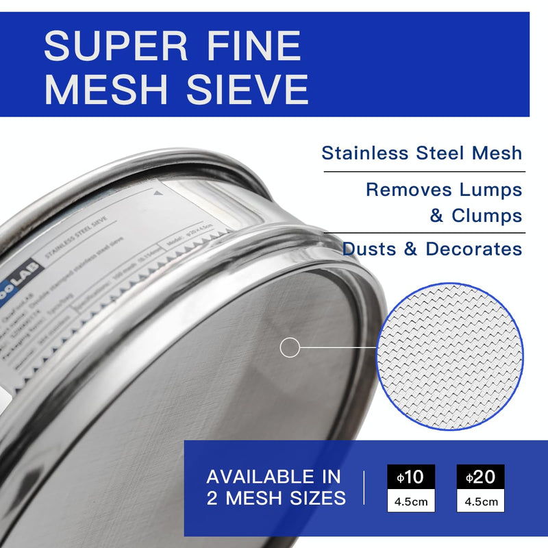 Lab Sieves 1800 Mesh, Economy Test Sieve #1800 Mesh, 4'' Diameter, 304 Stainless Steel Wire Cloth φ10×4.5cm 1800 Mesh（0.01mm）