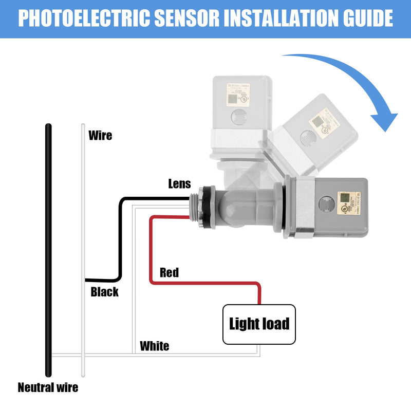 [Australia - AusPower] - Photocell Sensor for Outdoor Lights, 120VAC 50/60Hz Controls Lighting Dusk to Dawn IP54 Waterproof Photoelectric Switch with Swivel Mount for LED/Halogen/CFL in Street Yard Landscape 1 