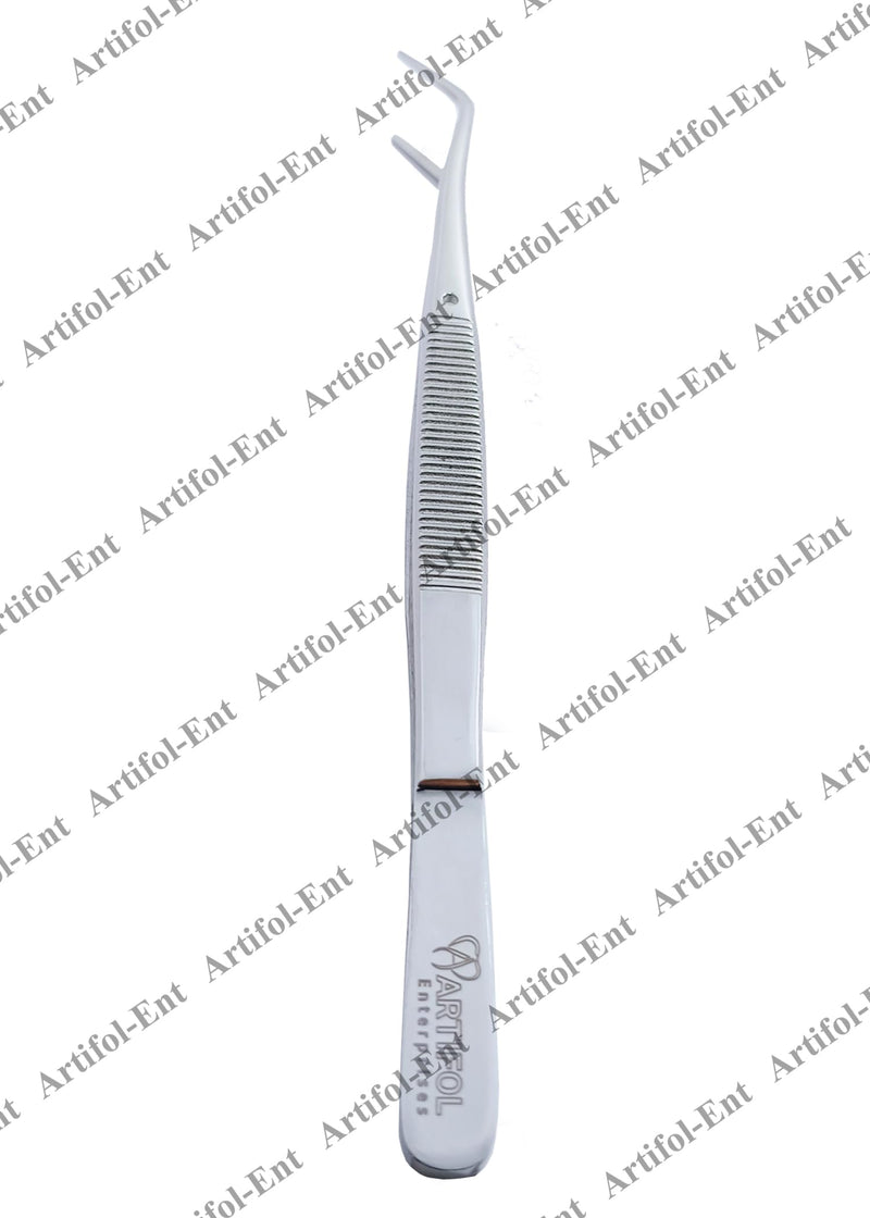 [Australia - AusPower] - Dental Marriiam Tweezers – 5 Pcs Set, 15cm Angled Serrated Tips, Polished Stainless Steel Curved Forceps – Multipurpose Dental Tools for Denture & Teeth Cleaning, Oral Care Instruments #114500021-1 