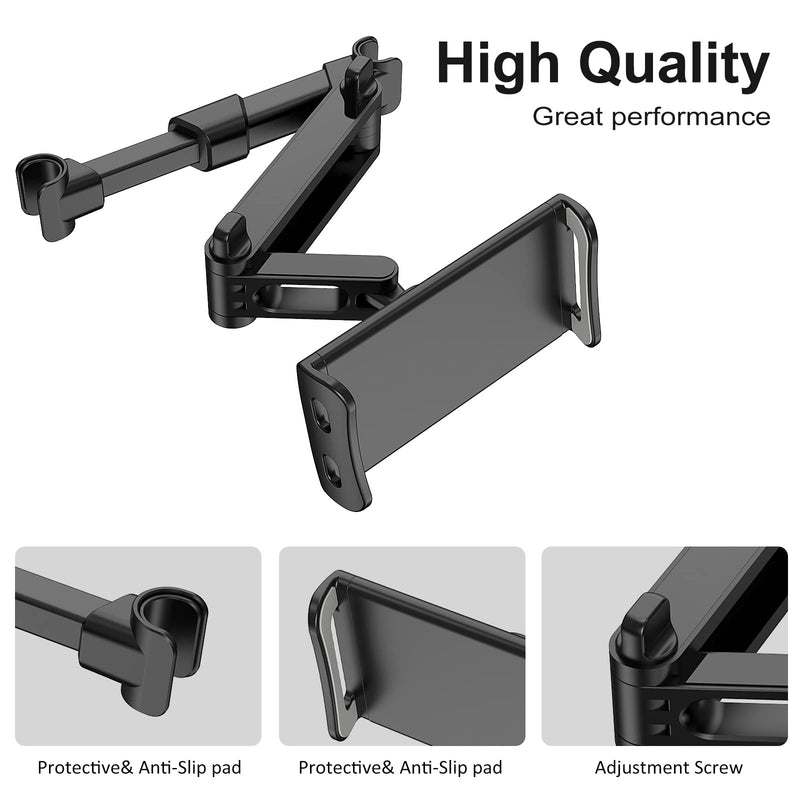 [Australia - AusPower] - Car Headrest Backseat Mount, 360° Rotating Adjustable Car Backseat Headrest Tablet/Phone Holder, Compatible for All 4"-11" Tablets, cellphones, iPhone, iPad Air Mini,Tabs Switch. Black 