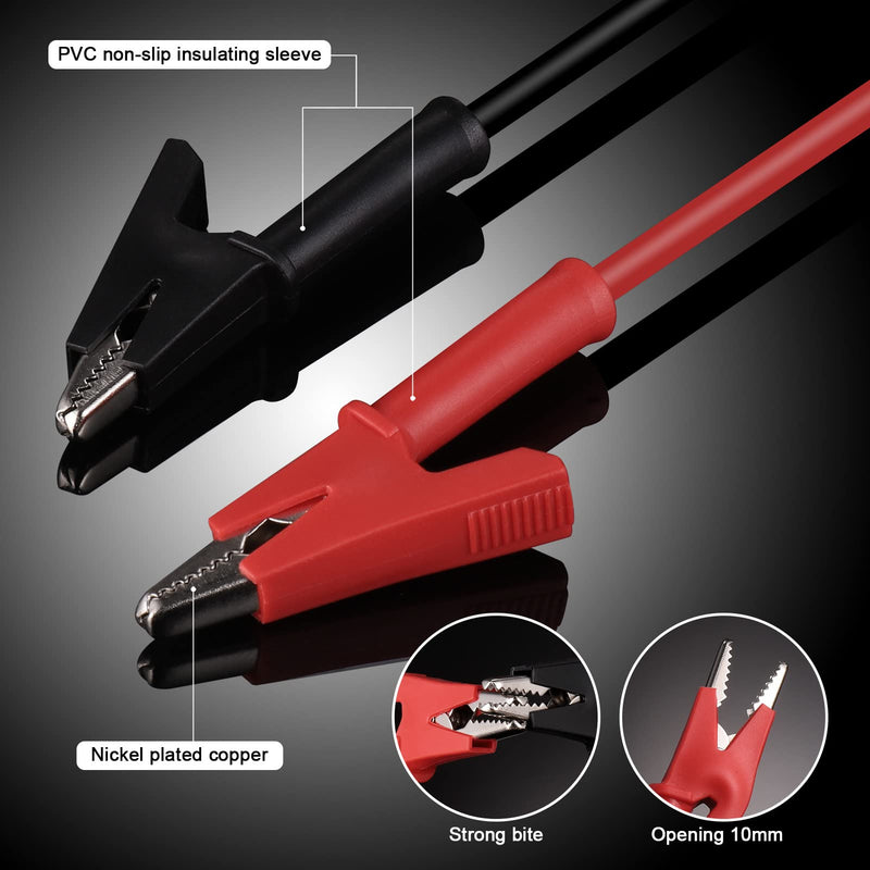 [Australia - AusPower] - Hejo 6 Piece Test Leads Set with Crocodile Clips Cable, 4 Pieces 4 mm Banana Plug Cable with 2 Pieces Test Probes, 1 m Measuring Cable for Multimeter (Red and Black) Pack of 6 - 2 colours 