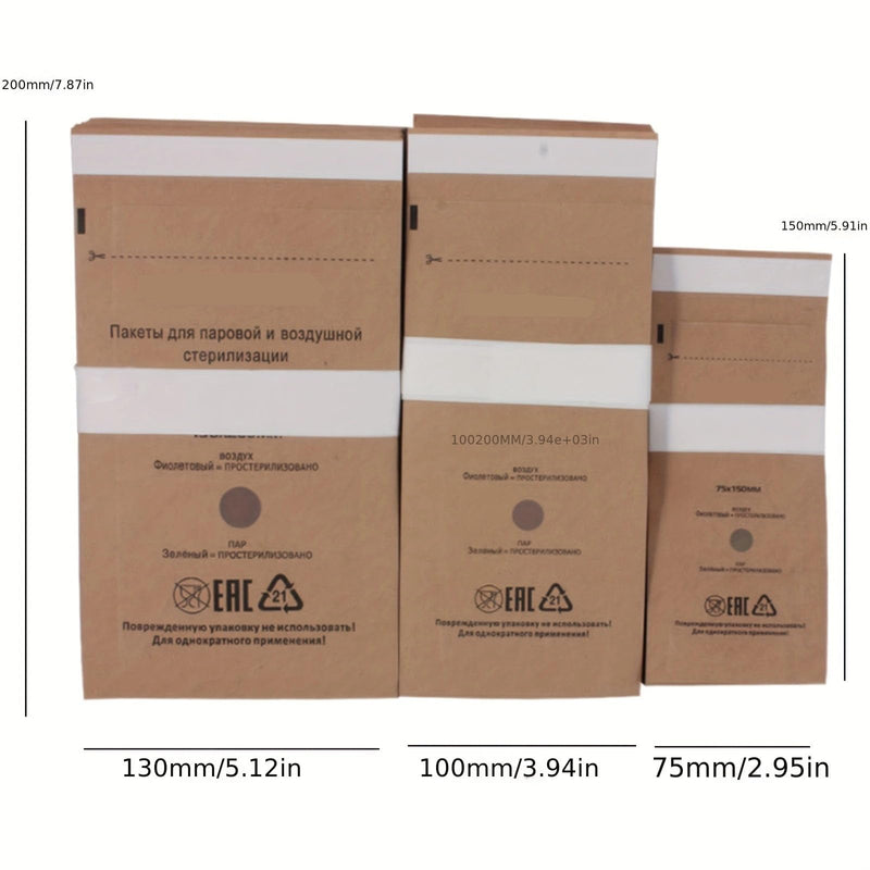 [Australia - AusPower] - Self-Sealing Kraft Paper Pouches for Dry Heat Sterilization - Ideal for Dentist Tools and Nail Art Supplies - 2.9x5.9"/3.9x7.9"/5.1x7.9" Autoclave Cleaning Bags (50pcs 3.9x7.9") 50pcs 3.9x7.9" 