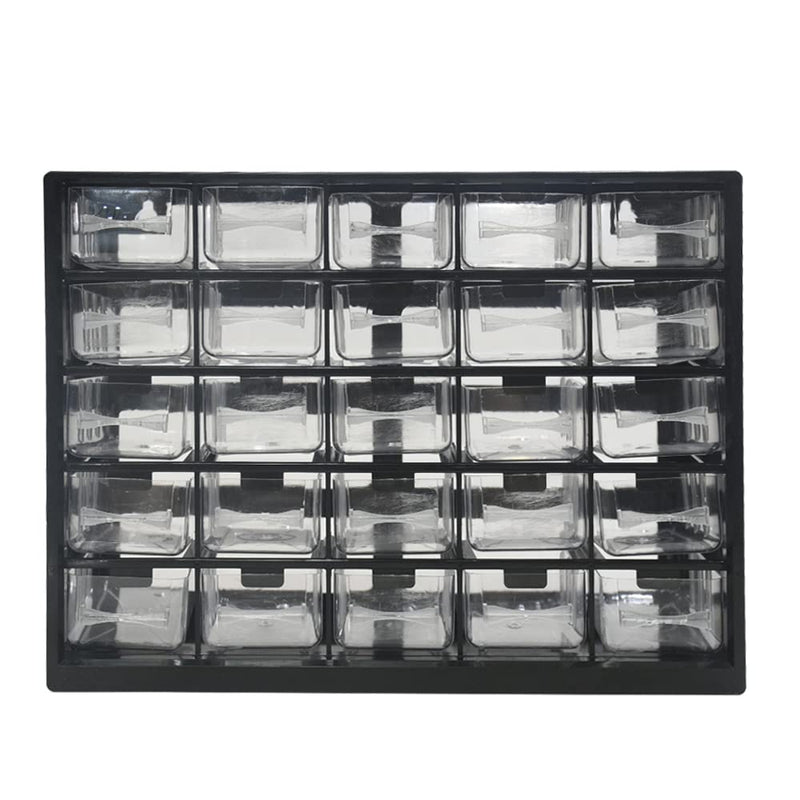 Parts Screws Storage Organizer, Plastic Hardware Art Craft Small Tool Parts Component Organizer Drawer Box 25 Drawers (Black)