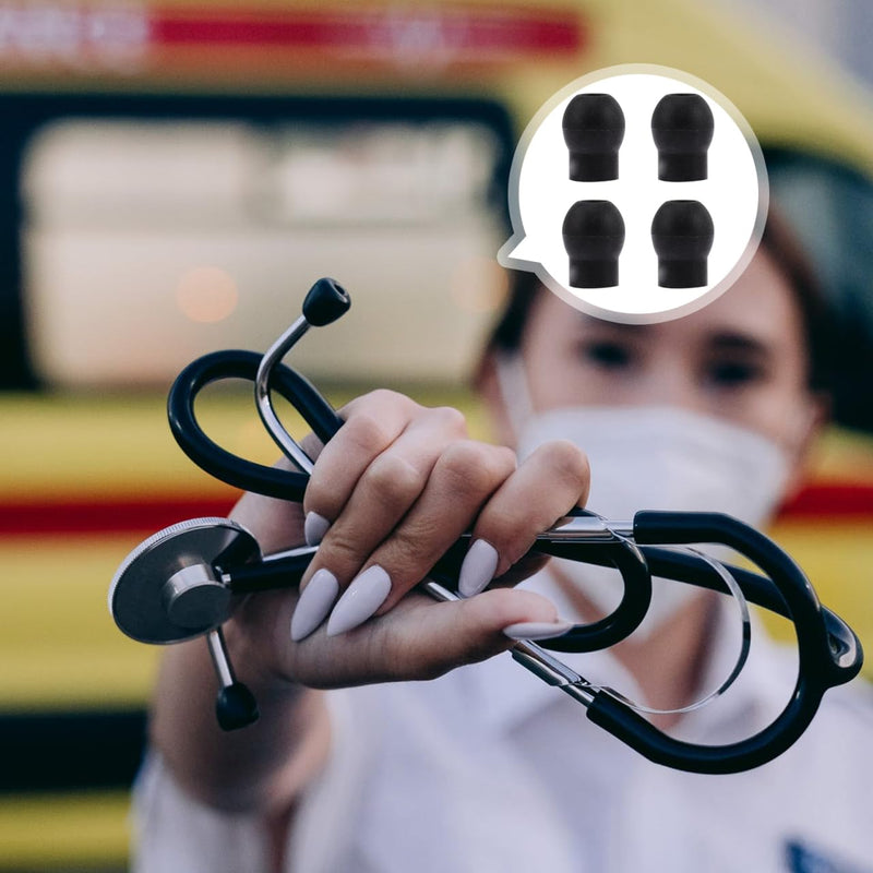 GLEAVI Set of 4 Stethoscope Replacement Earplugs Soft PVC Earplugs for Doctors and Nurses - Medical Accessories for Everyday Clinics (1.5 x 1.2 cm) 1.80X1.50X1.50CM black