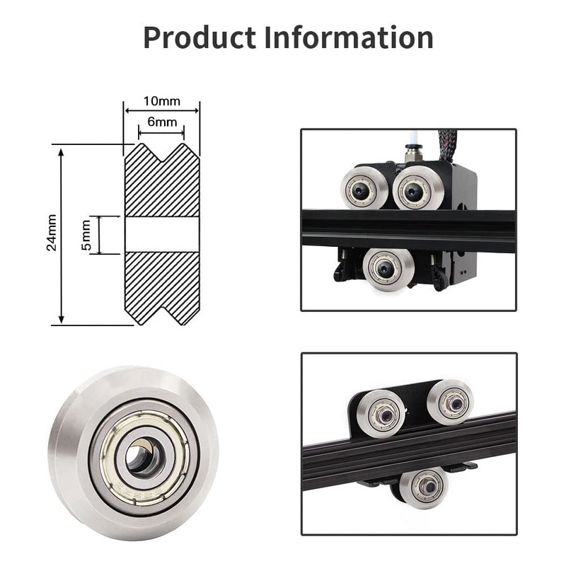 Openbuilds Stainless Steel V-Slot Wheel - 625zz Bearing Pulley Metal Double V Gear Aluminum Extrusion 3D Printer Parts [13pcs of Pack] W Wheel 13