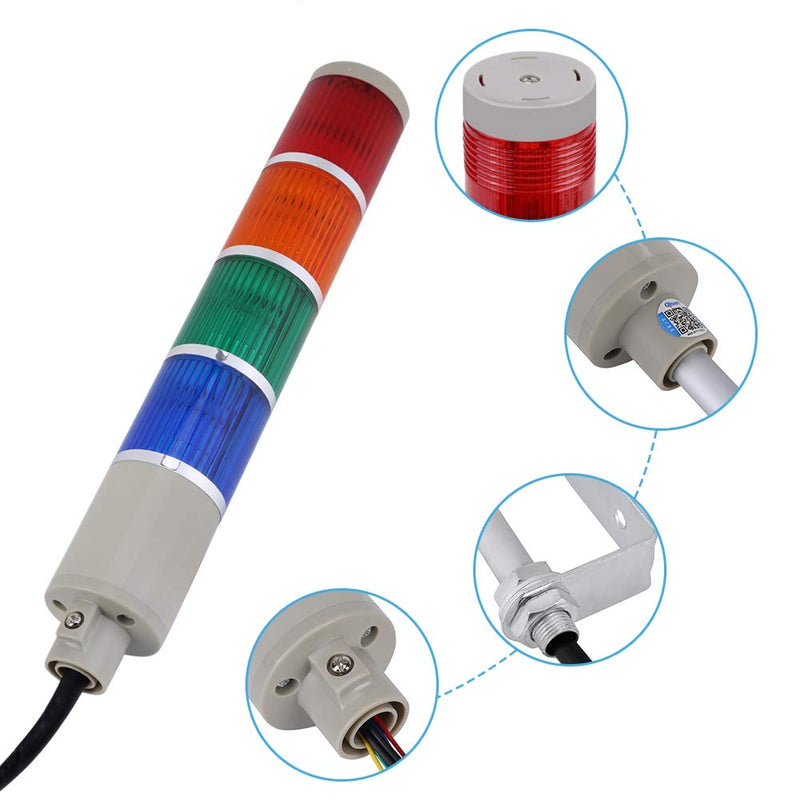 [Australia - AusPower] - LED Andon Tower Lights, 4 Stack Super Bright Light Station Kit Tower Stacklight Industrial Signal Warning Column Lamp Steady Four Color Three Modes Detachable Complicated Mechanical Equipment 