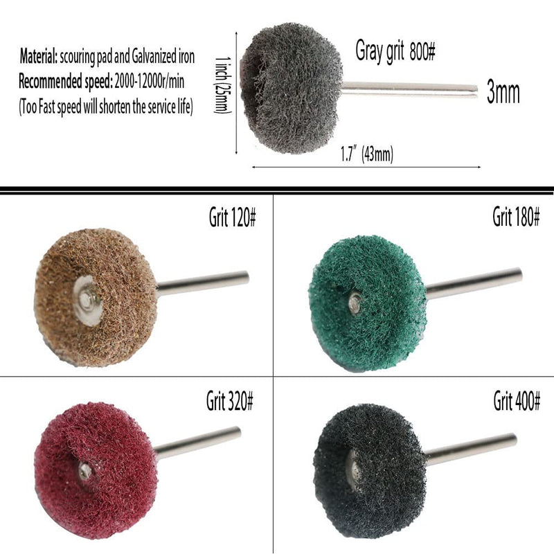 [Australia - AusPower] - 69Pcs Abrasive Wheel Buffing Polishing Wheel Wire Brushes Set for Rotary Tool Accessories,Shank 3mm Mini Brush Polishing Kit,for Power-Operated Grinders 