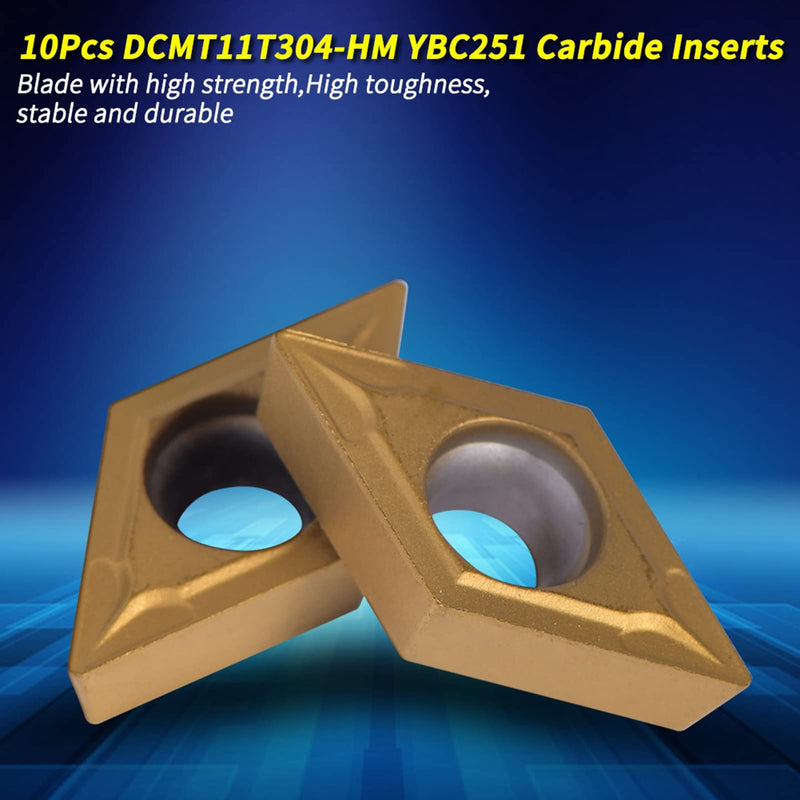 [Australia - AusPower] - KooingTech Indexable Inserts, Lathe Inserts, CNC Lathe Milling Inserts with Box DCMT11T304-HM YBC251 (Pack of 10) 