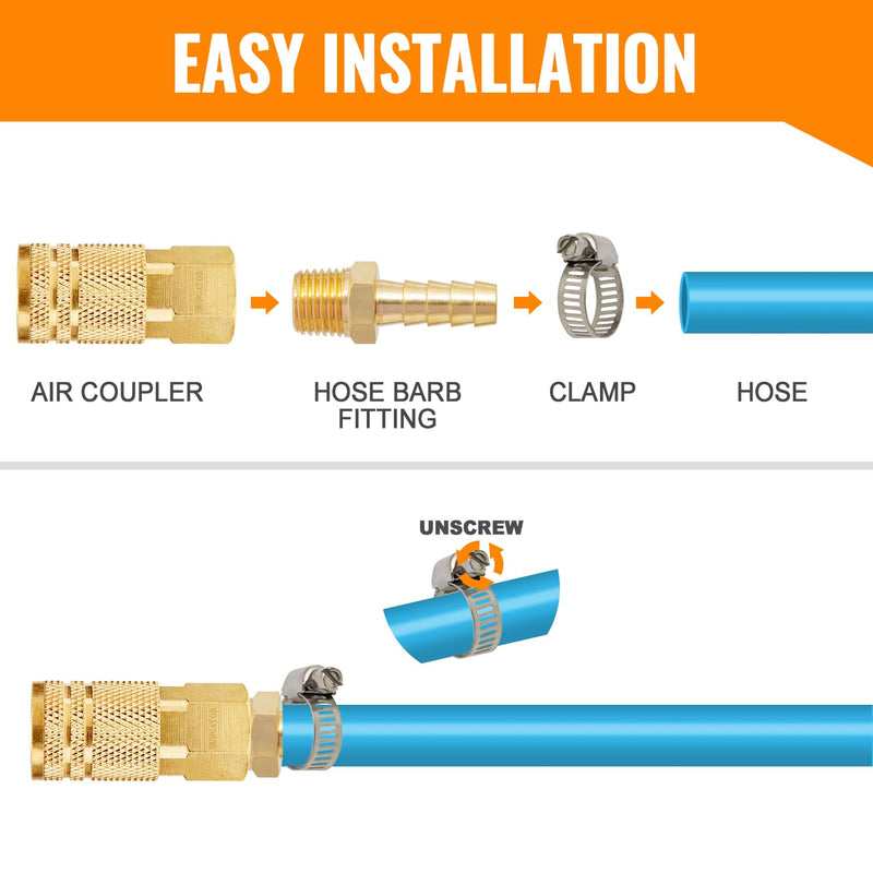 [Australia - AusPower] - SUNGATOR Air Hose Barb Fittings 3/8 Inch Barb × 3/8 Inch NPT, Brass Hose Barb Fittings, 3/8" Barb to 3/8" NPT Male Barbed Air Hose Repair Fitting Kit, Hose to Pipe Fitting Adapter Connector (6 Pack) 3/8'' Barb × 3/8'' NPT Male 